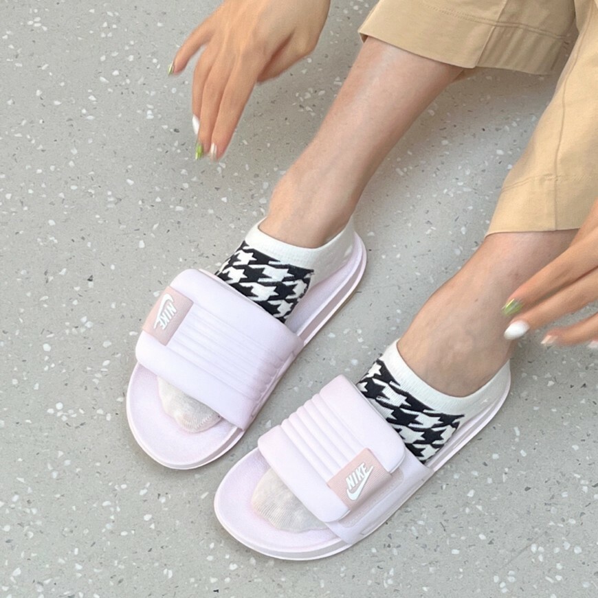 Nike Offcourt 粉 女鞋 可調式 拖鞋 魔鬼氈