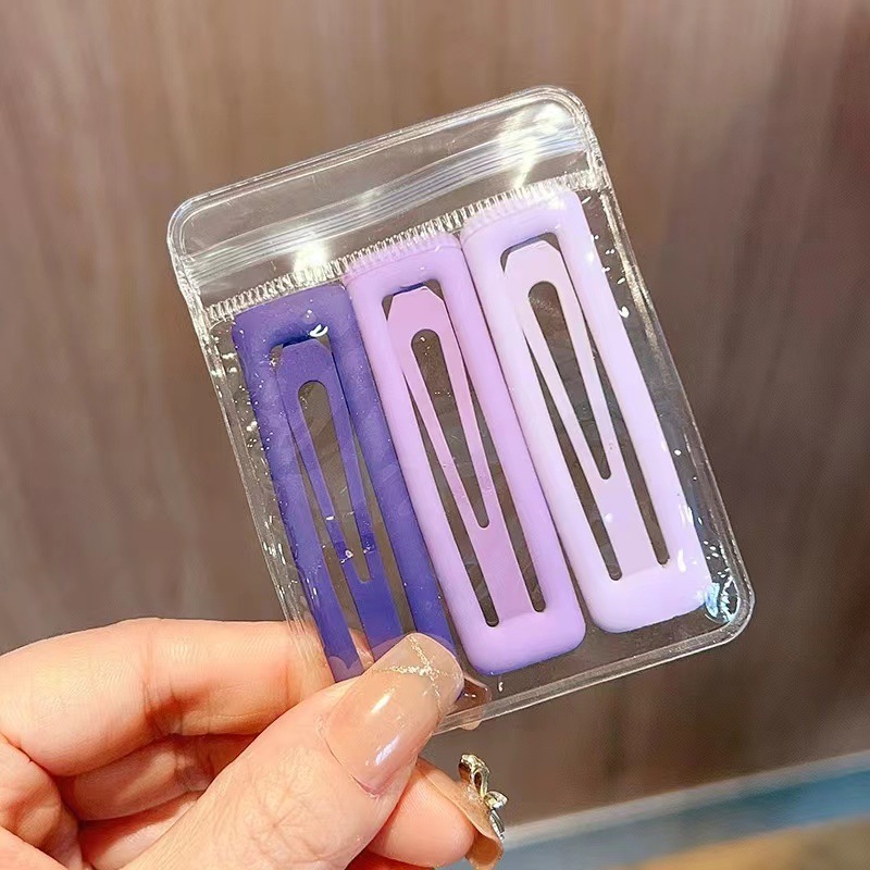 《2781》馬卡龍三色方形水滴型BB夾(三入)