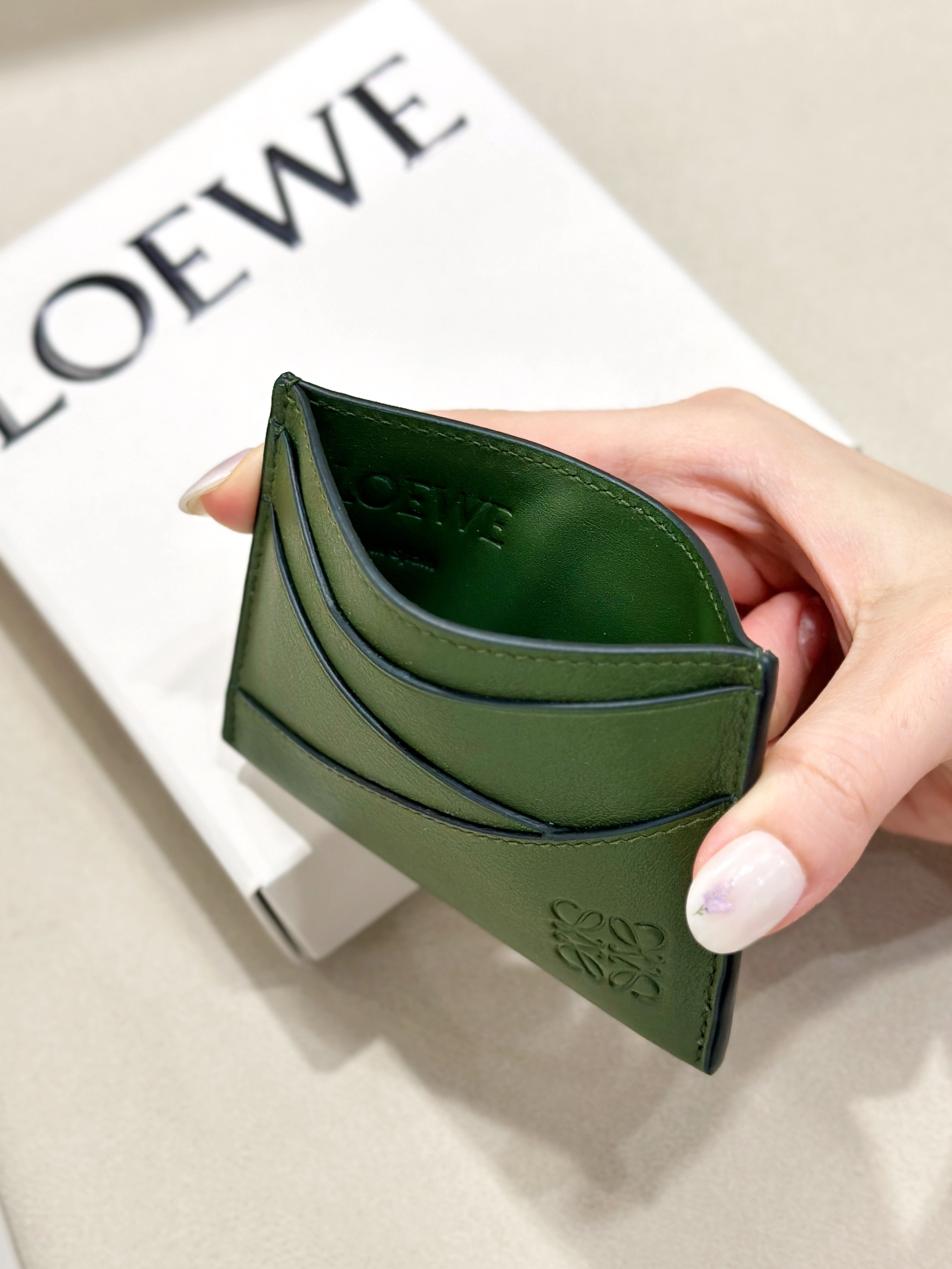 LOEWE Puzzle Plain Cardholder - Hunter Green