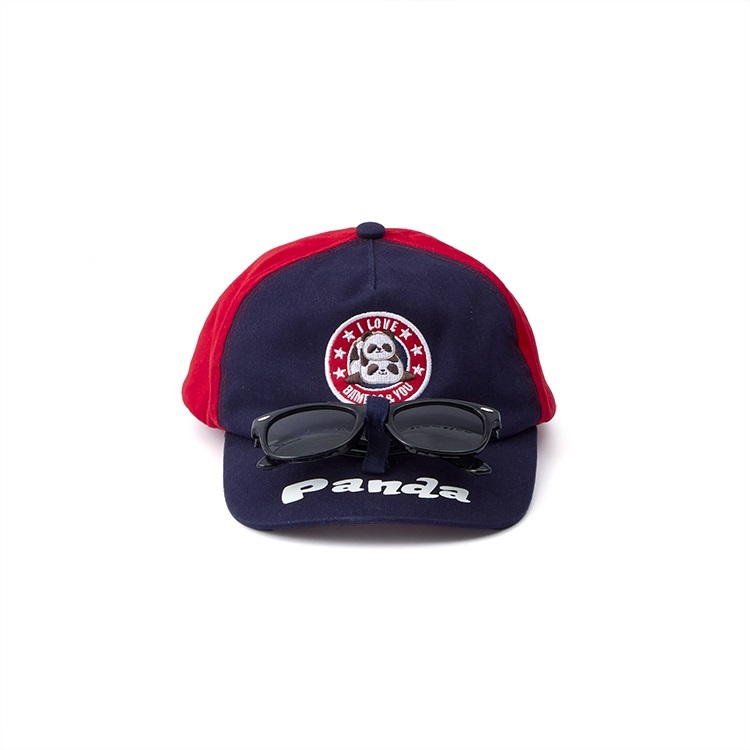 Panda Printed Cap (Red&Blue) with Glasses - Kids