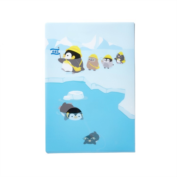 Penguin Friends Playing Slide A4 Folder (Light Blue)