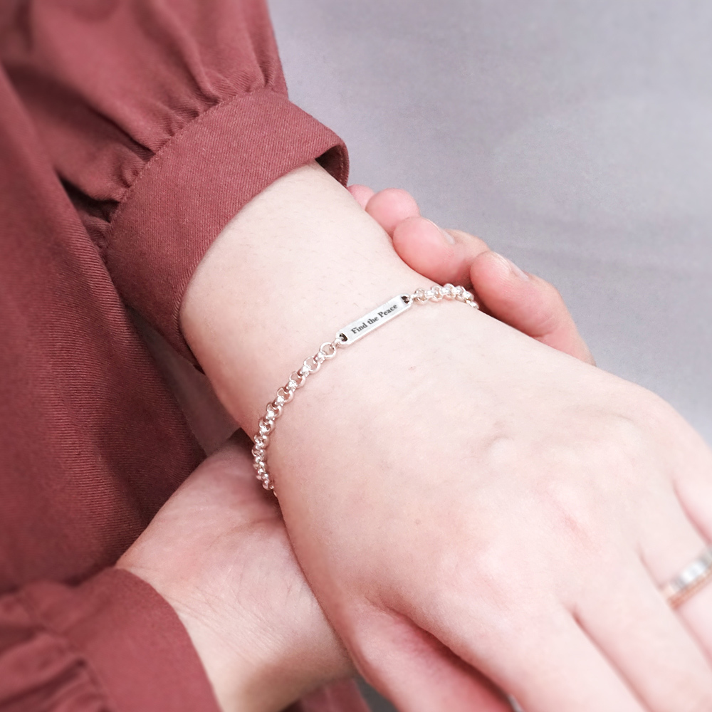 記憶彼端 刻字手鍊 【細版-小圓鍊款】 925純銀手鍊 刻字訂製