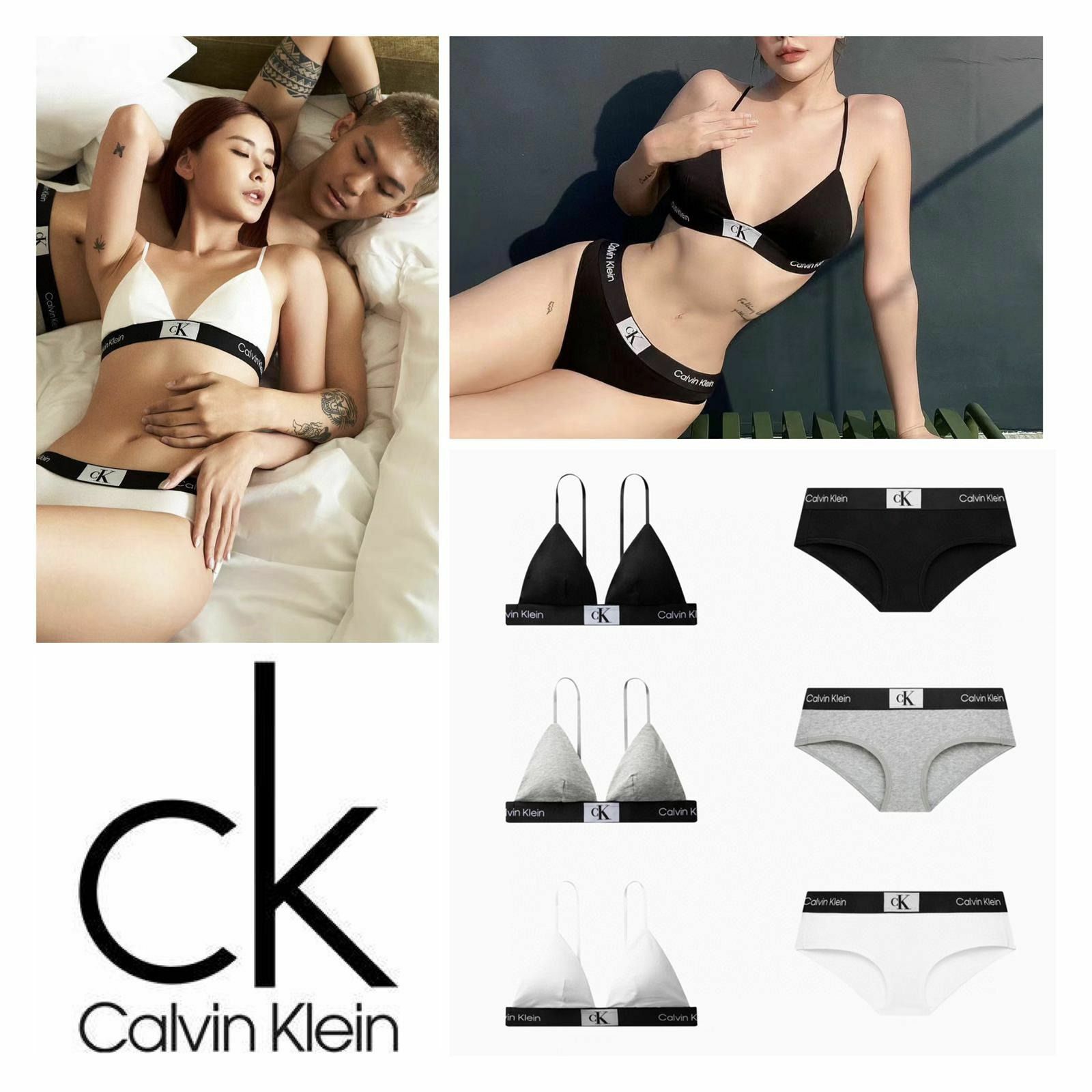 Calvin Klein新款CK96系列新款方塊標LOGO一體軟杯無鋼圈運動背心套裝-2300715
