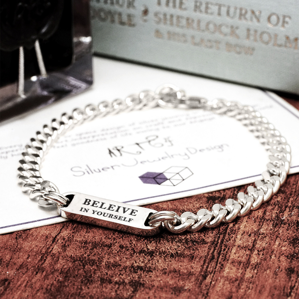 記憶彼端 刻字手鍊 【寬版-繩索鍊款】 925純銀手鍊 刻字訂製