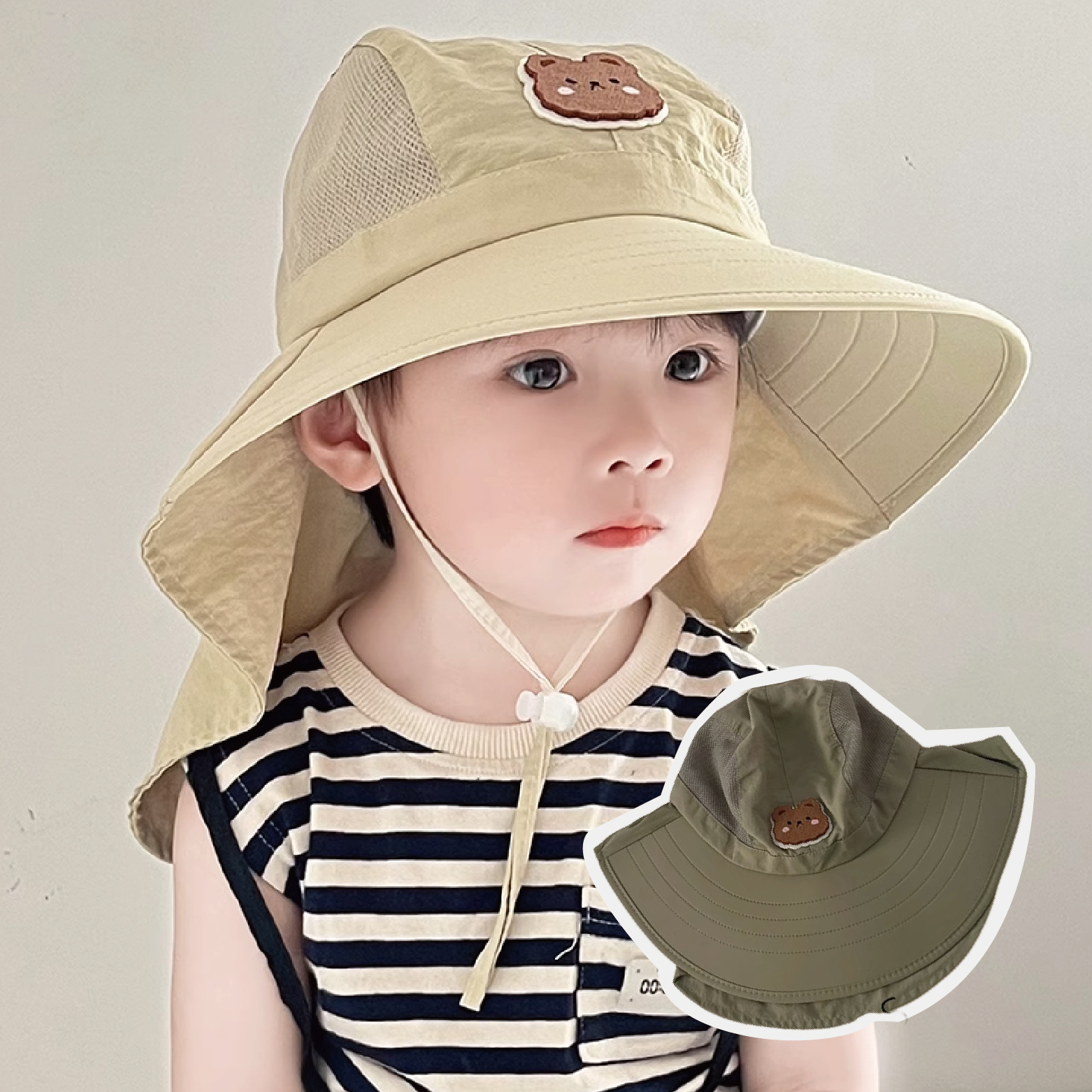 【JA1292】小熊披肩漁夫帽＊二色