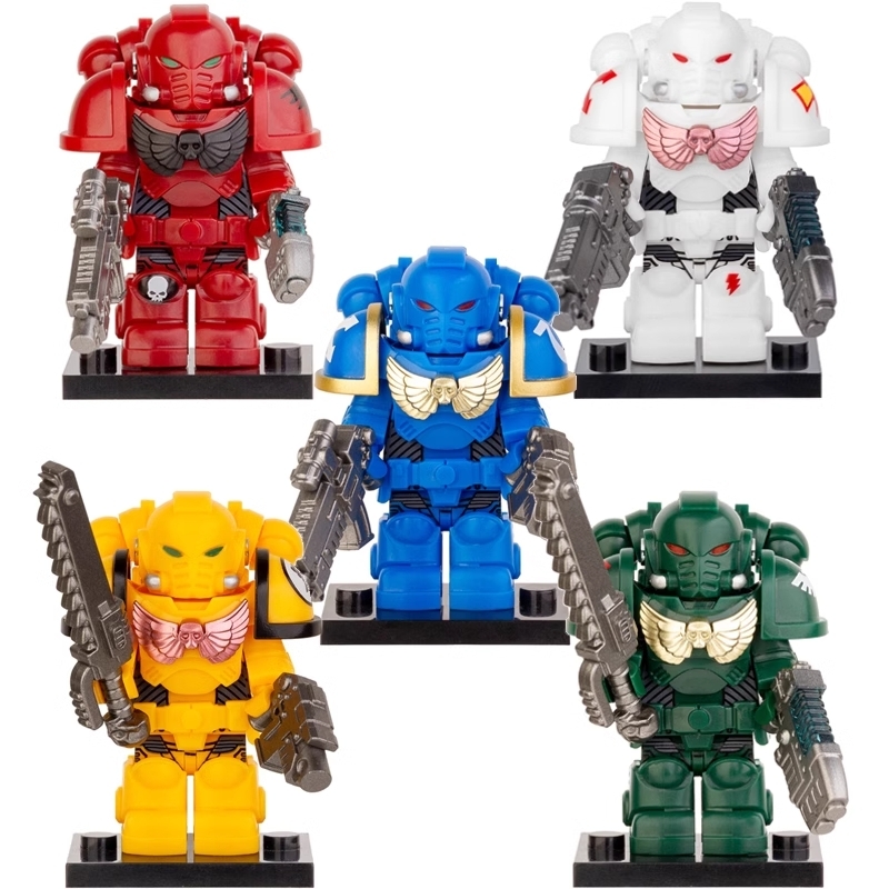 5 PCS / LOT MOC 40k Black Templar Blood Angels,Ultimate Warrior,Imperial Fists,White Scars,Dark Angels Minifigures Fit Lego MY601-605