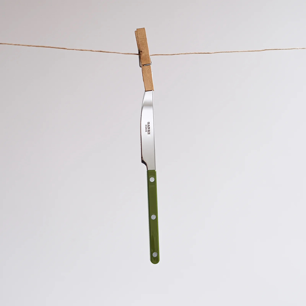 SABRE | Bistrot 復古酒館鈕扣系列 | 主餐刀 | 亮面 | 蕨綠