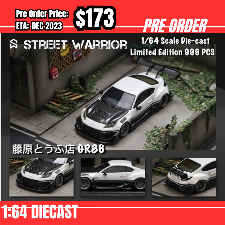 PO-$173 * Street Weapon * 1:64 GR86 White Black 連藤原とうふ店”水貼 [25/07]
