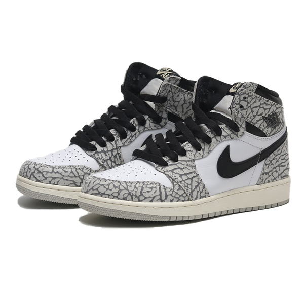 NIKE 休閒鞋AIR JORDAN 1 白黑灰爆裂紋大童FD1437-052