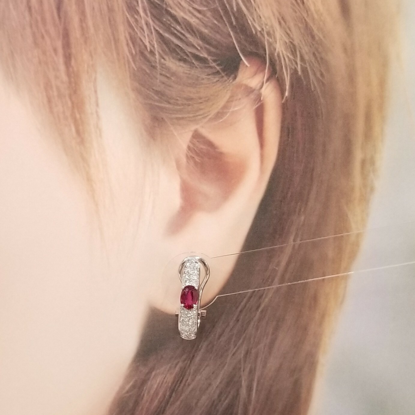 18K White Gold 1.16ct Ruby and Diamond Earrings