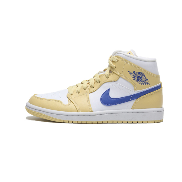 NIKE 休閒鞋WMNS AIR JORDAN 1 MID 青檸黃藍勾AJ1 BQ6472-701