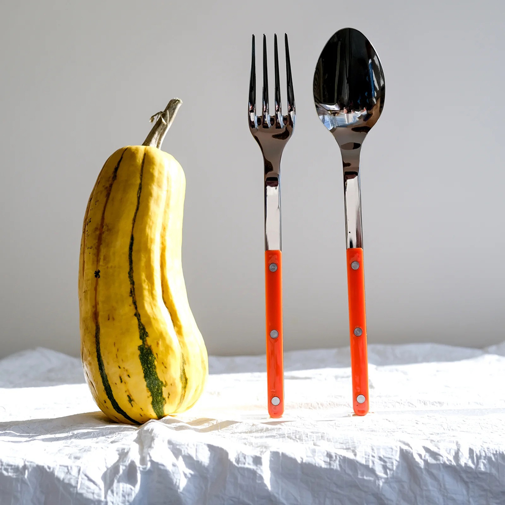 SABRE | Bistrot 復古酒館鈕扣系列 | 配餐用叉匙組 | 亮面 | 太陽橘