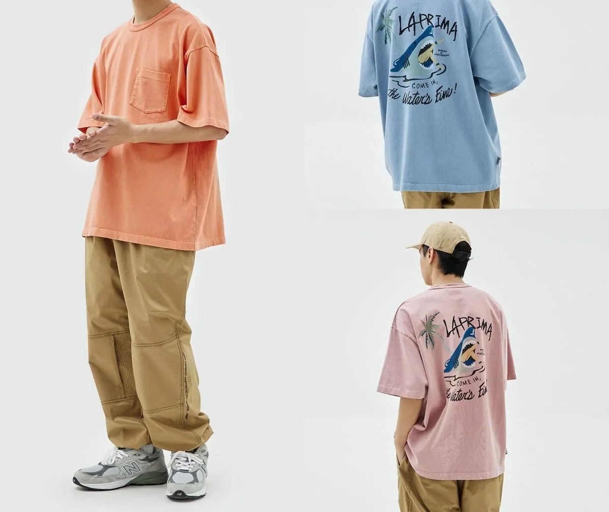 LAPRIMA  23SS SHARK PRINT LOGO TEE 日系鯊魚水洗短TEE 四色