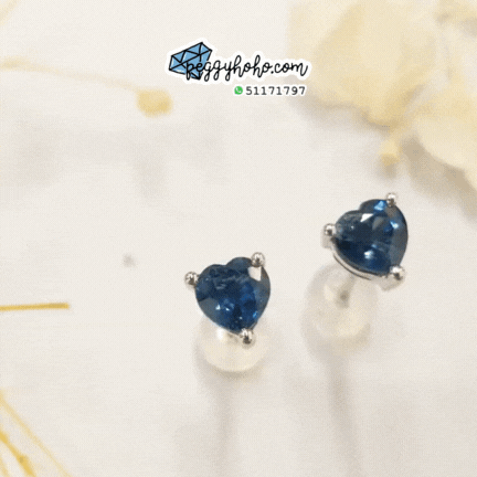 全新18K白金【主石89份藍寶石】耳環