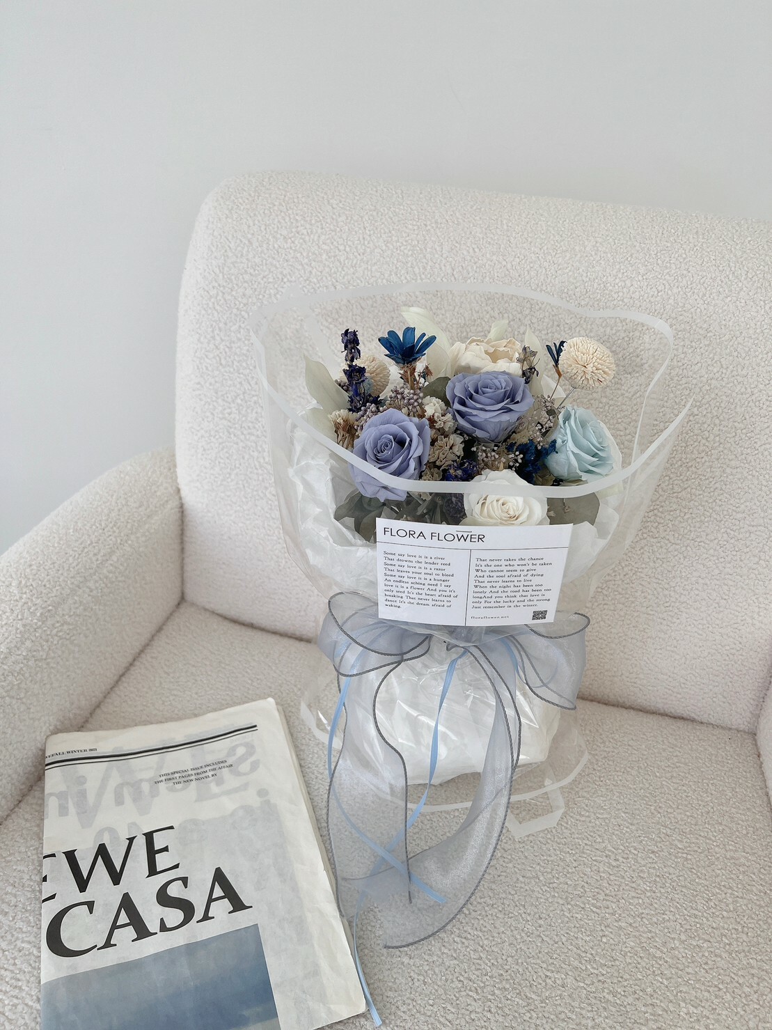 乾燥永生花束-藍莓椰椰