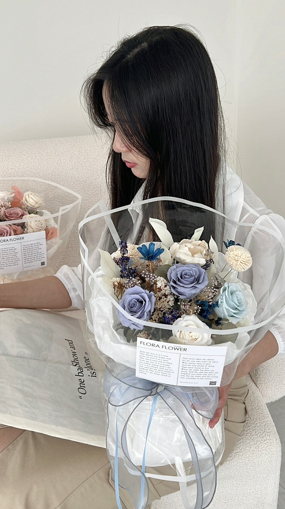 乾燥永生花束-藍莓椰椰