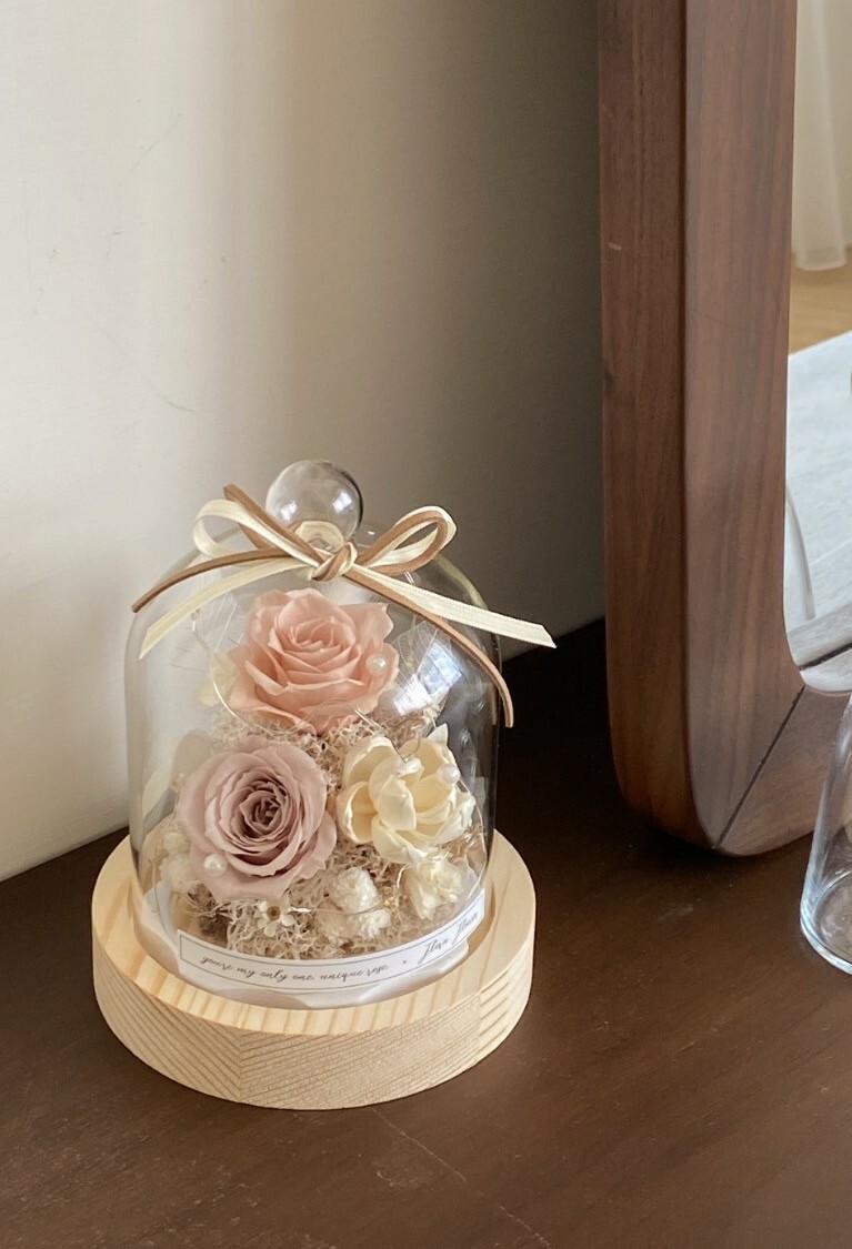 迷你款永生花夜燈 - 咖啡與花