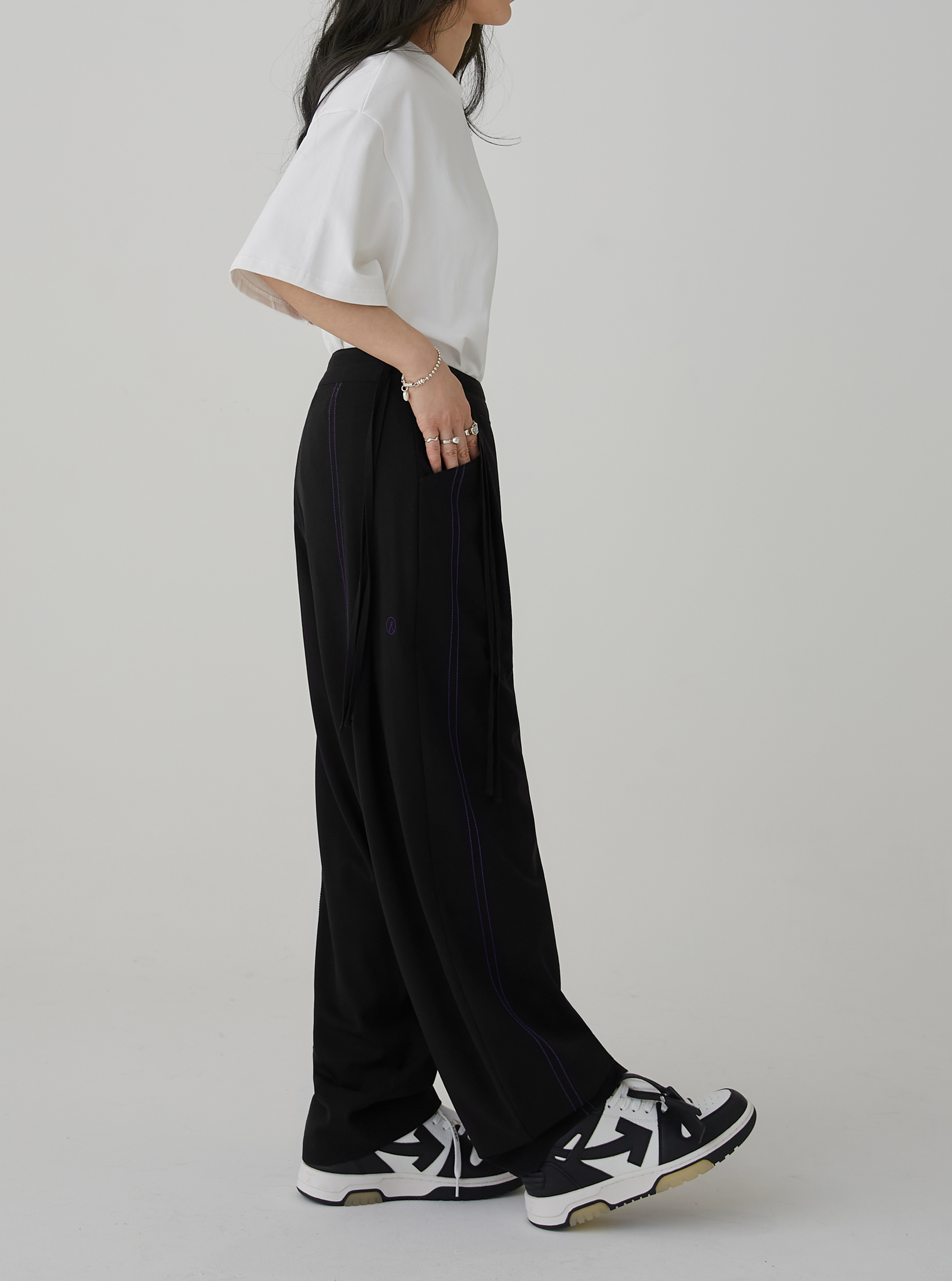 Loose Fit Drawstring Trousers | Black