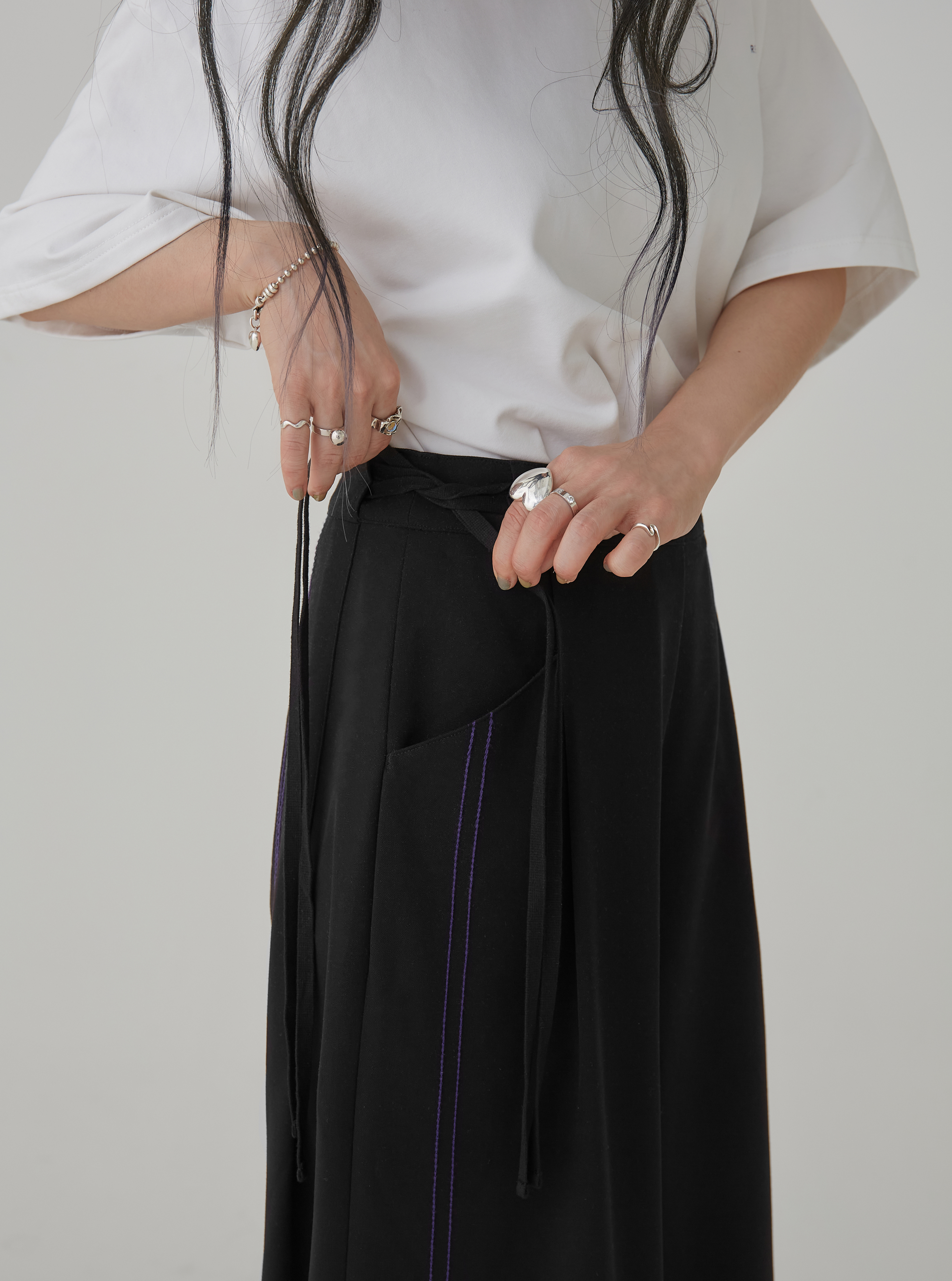 Loose Fit Drawstring Trousers | Black