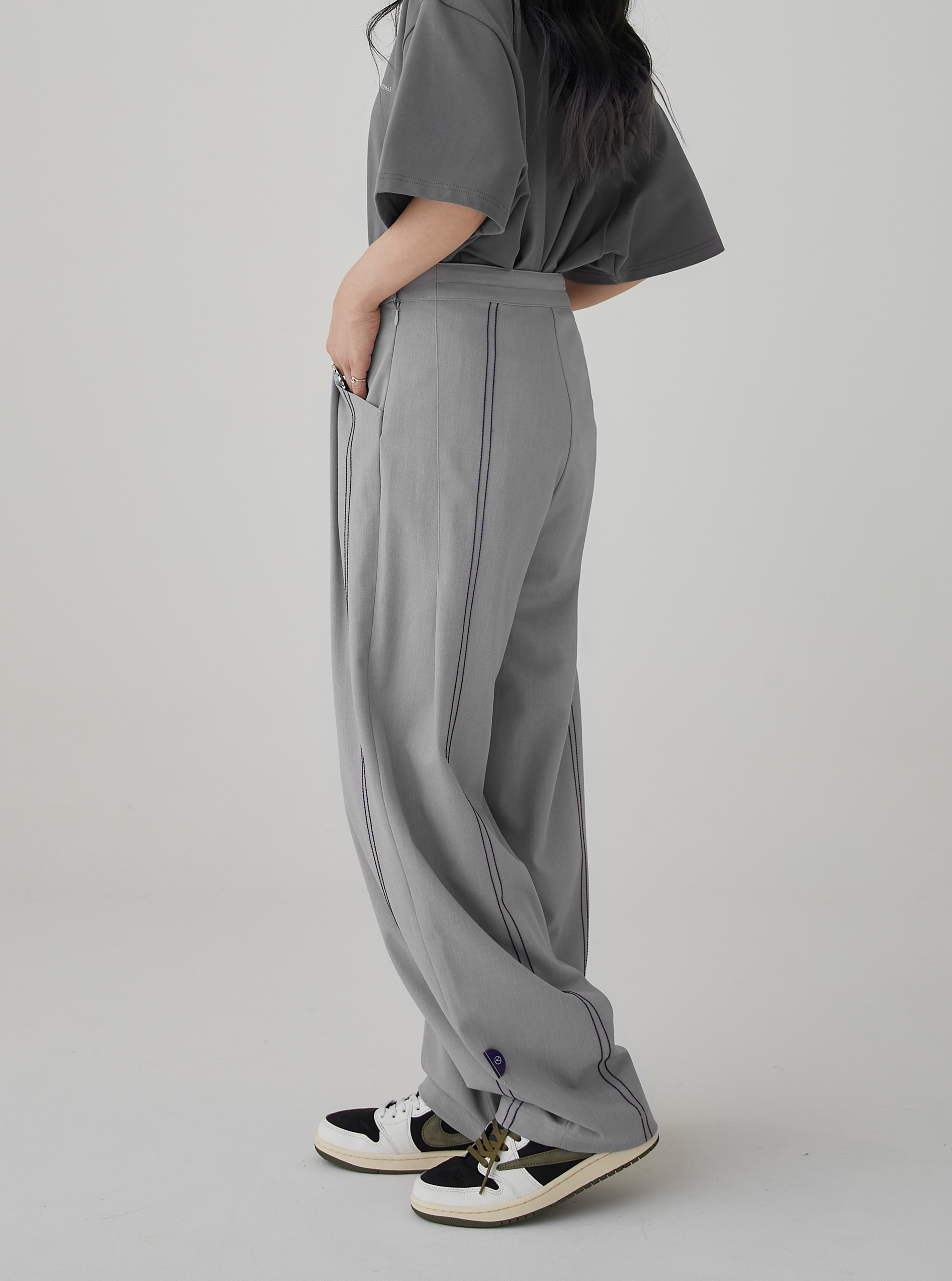 Loose Fit Drawstring Trousers | Gray