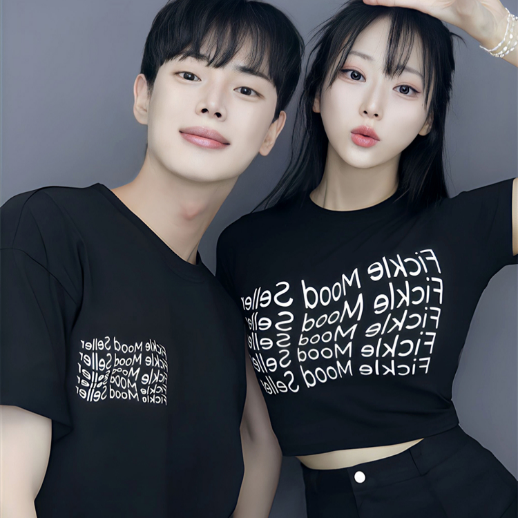 【現貨】情侶裝-Wave 字母T/短版T (黑色)