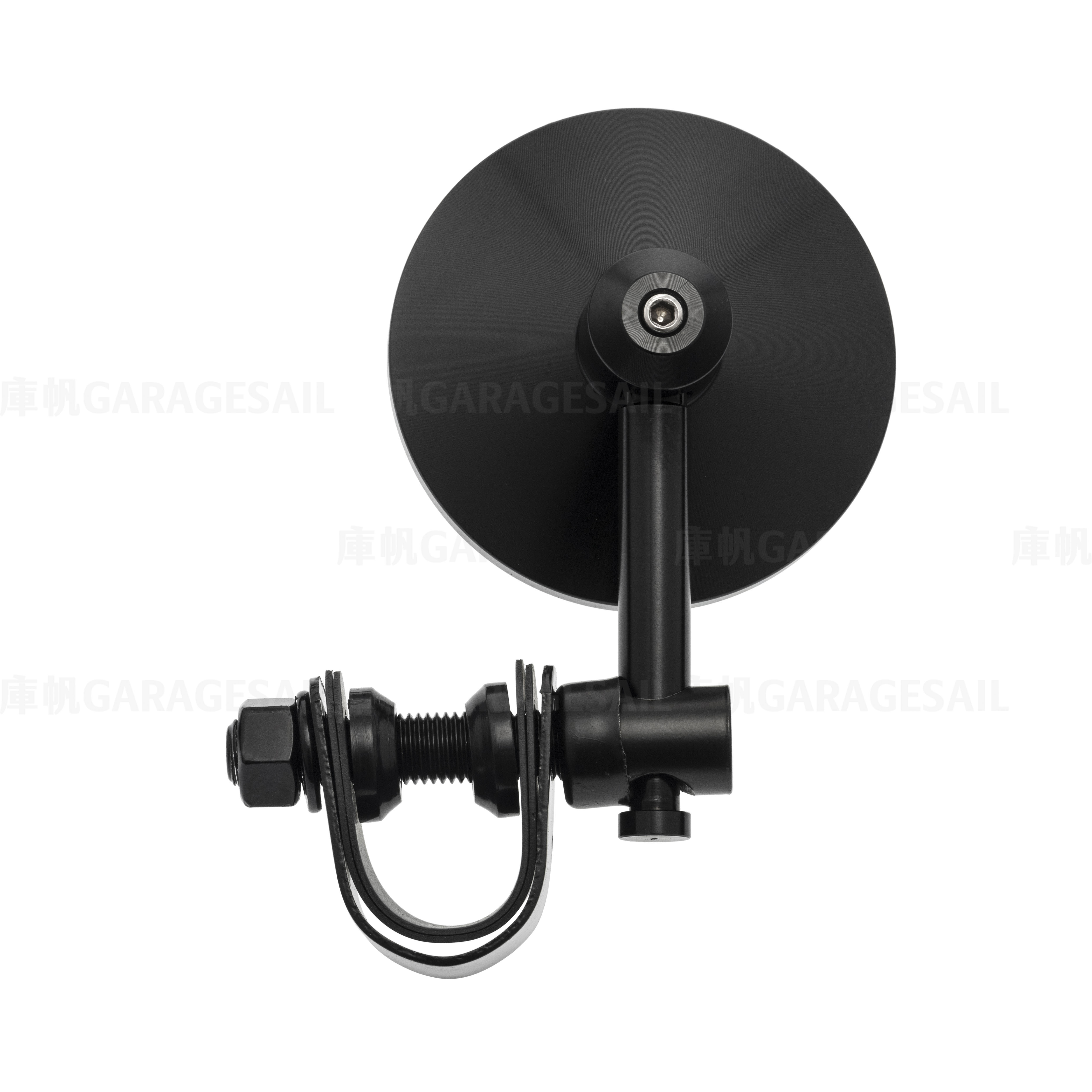 超短直桿 夾式 後照鏡 3吋圓 - 黑