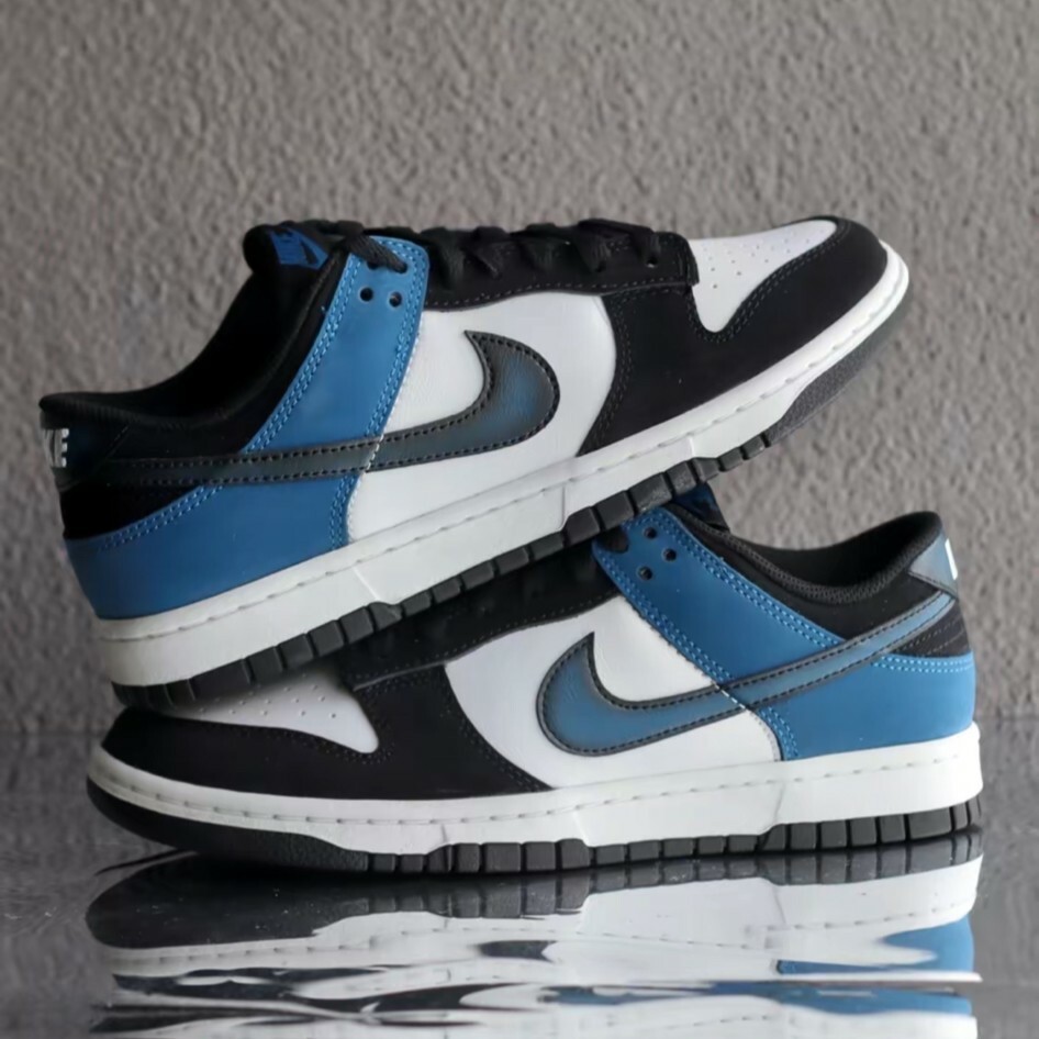 Nike Dunk Low "Industrial Blue" 黑白藍 噴墨 閃電倒鉤平替 麂皮