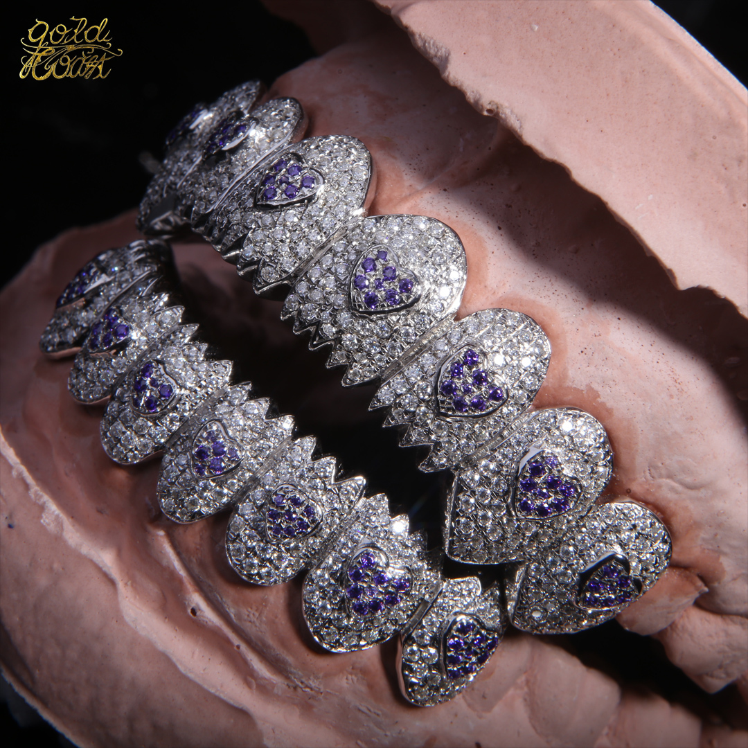 珠寶訂製紫色愛心尖牙牙套