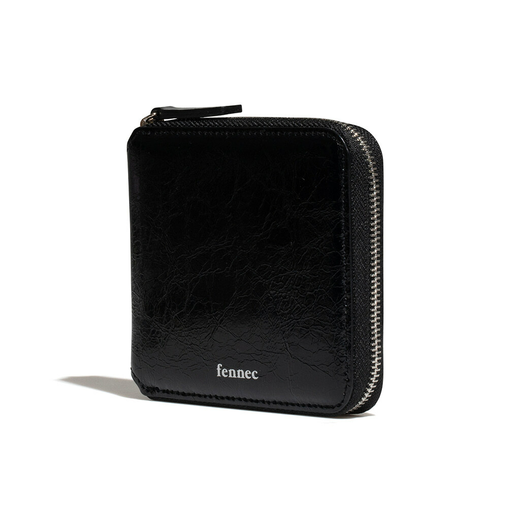 fennec - CRINKLE ZIPPER WALLET - BLACK