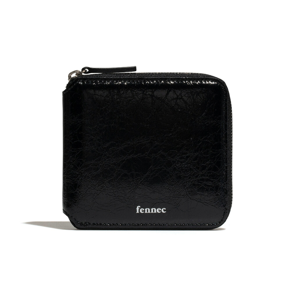 fennec - CRINKLE ZIPPER WALLET - BLACK