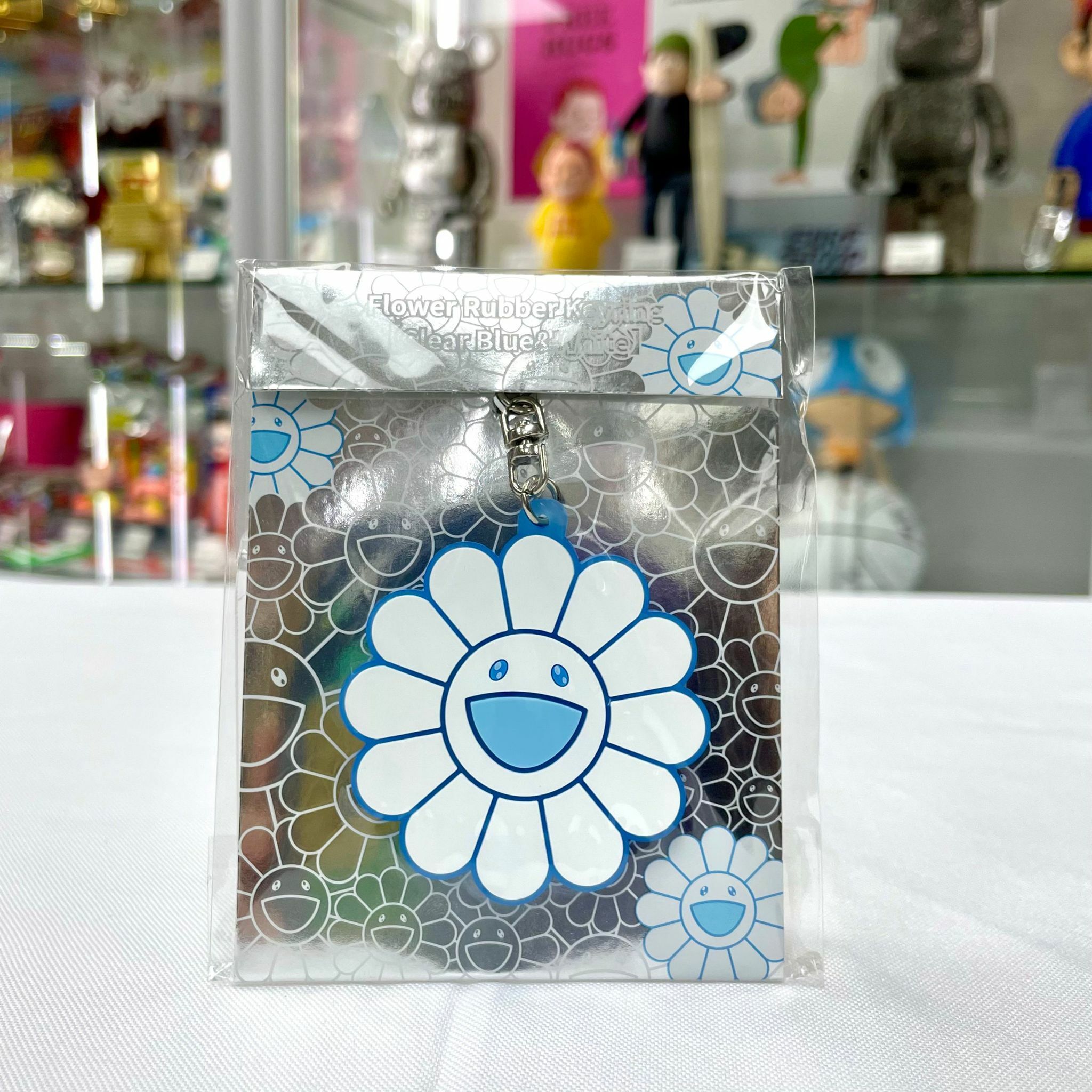 Flower Rubber Keyring(Clear Blue&White)