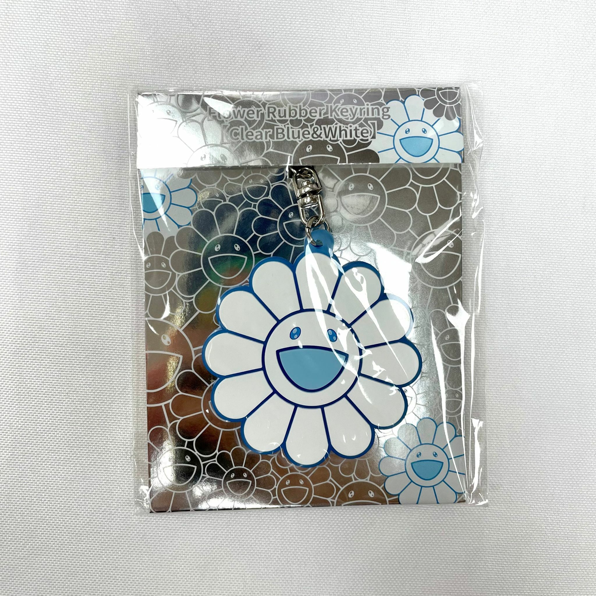 Flower Rubber Keyring(Clear Blue&White)