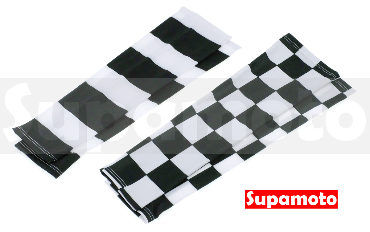 -Supamoto- 囚犯 袖套 方格紋 方格旗 萊卡 無痕 防滑 龐克 小丑 排汗 花臂 無咬痕 重機 機車 防曬