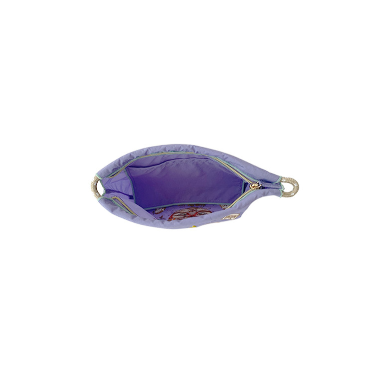 Ball & Chain｜薰衣草色 DJ貓刺繡化妝包