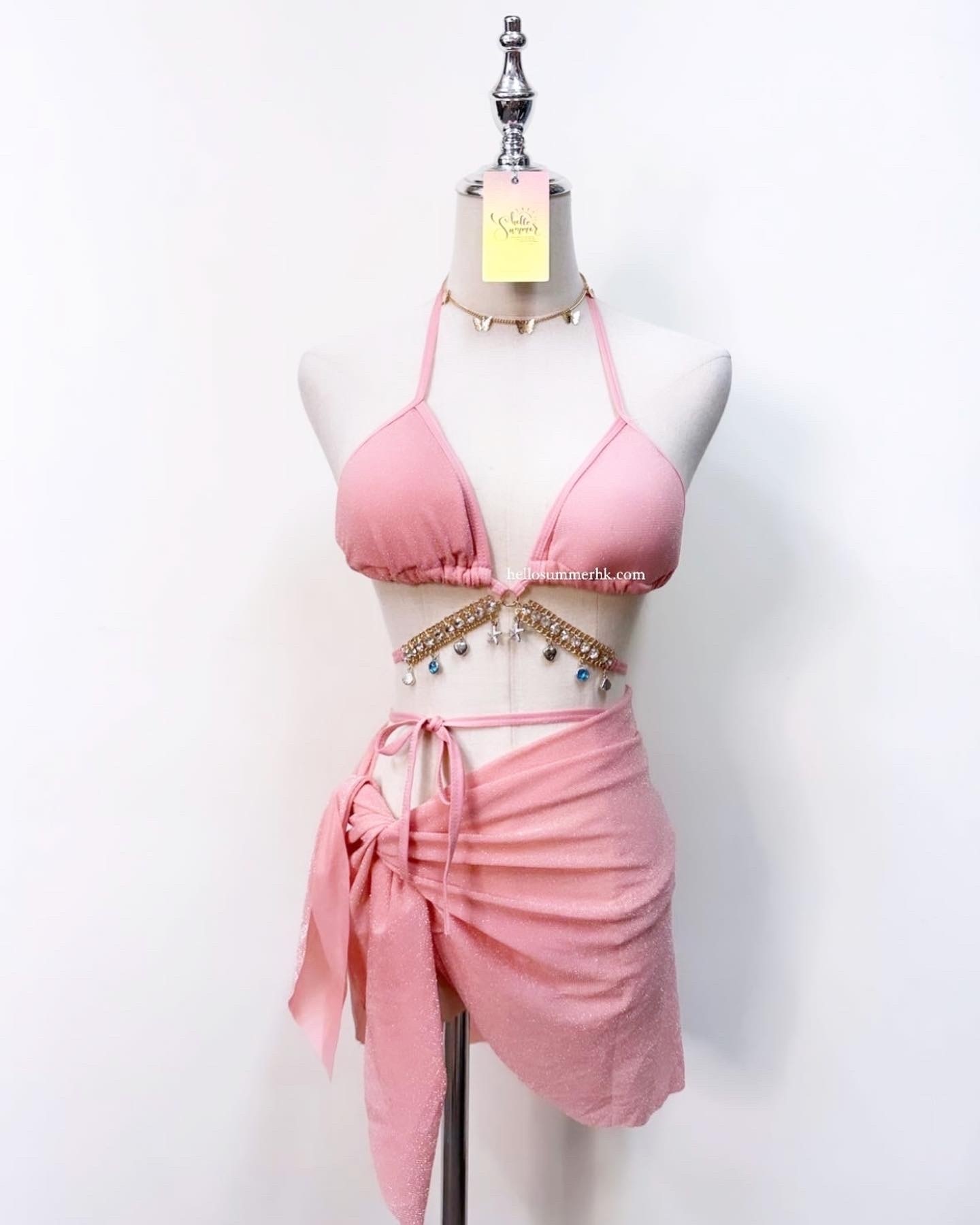 KS098P Princess Mermaid 3-Piece Swimsuit Bikini Set (Baby Pink)