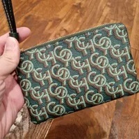 [S] COACH CF548 CM LEATHER CRN ZIP,IM/GREEN, 195031868788 (SCO414)