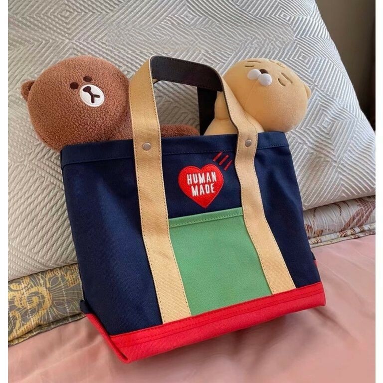 HUMAN MADE TOTE BAG 彩拼色 愛心刺繡 字母 環保包 手提包