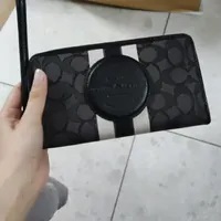 [S] COACH C9073 SIGNATURE DMPSY LRG PHN WT,SV/BLACK SMOKE BLACK MULTI, 195031482601 (SCO306)
