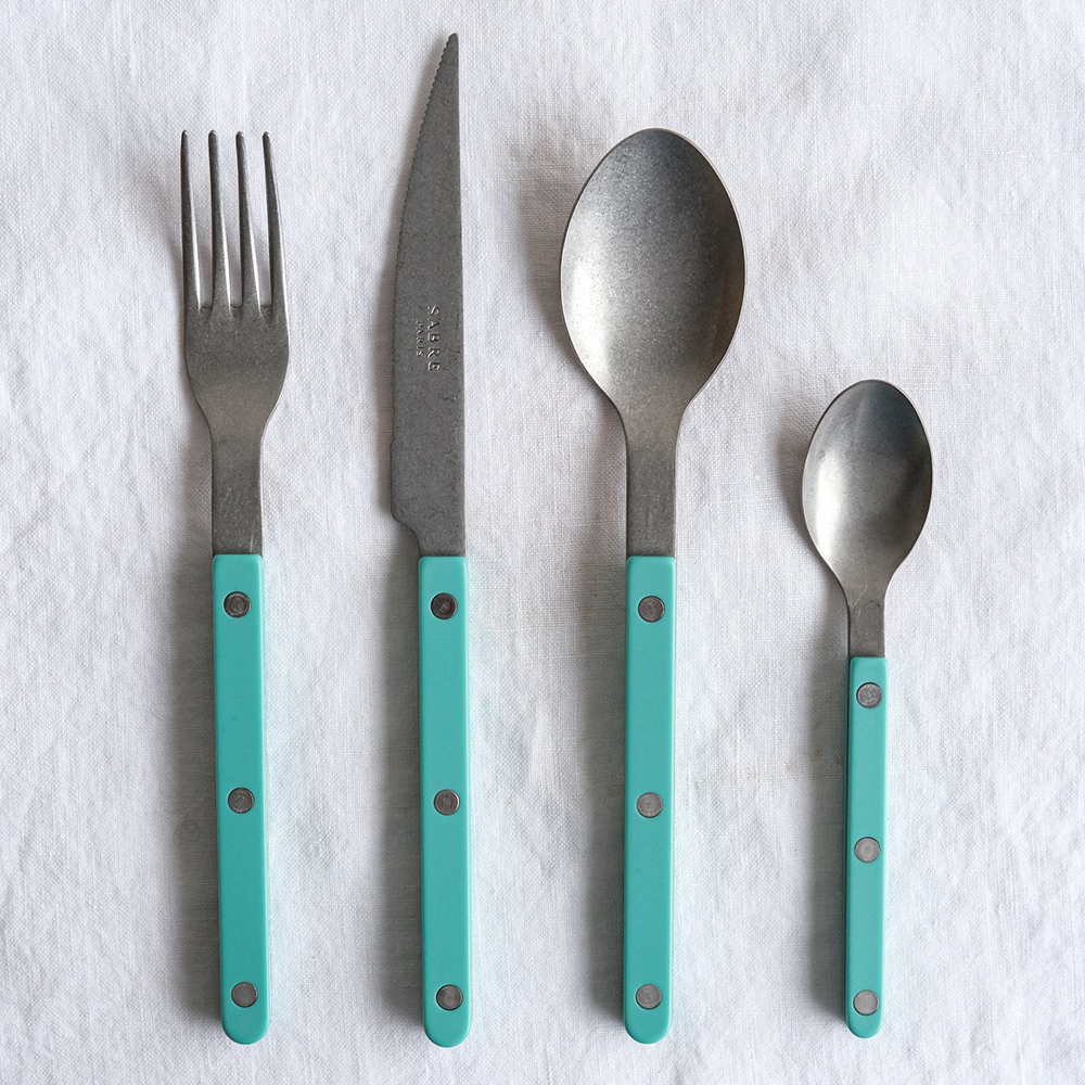 SABRE | Bistrot 復古酒館鈕扣系列 | 主餐湯匙 | 霧面 | 粉彩綠