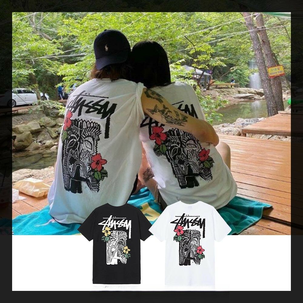 Stussy 20SS archive tiki tribe面具花卉短袖 T恤 短袖 短T
