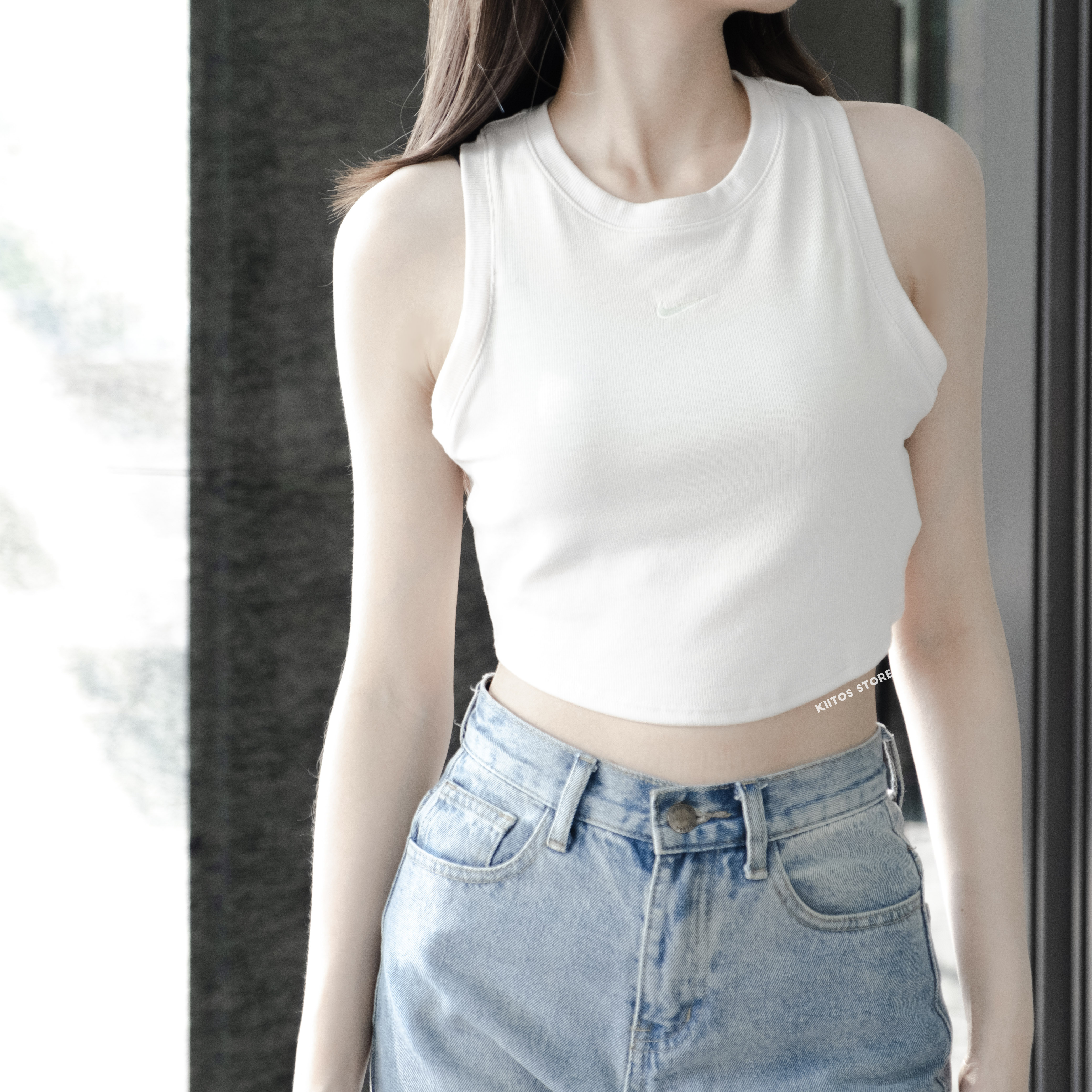 現貨 NIKE NSW 刺繡 短版螺紋 削肩背心 咖色 黑色 米色 FB8280-237 FB8280-010 FB8280-104