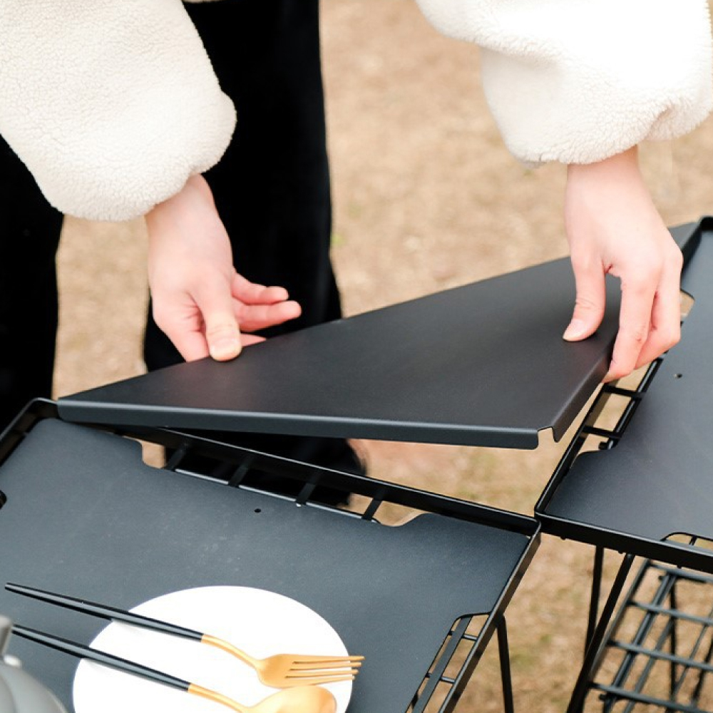 #【元氣熊】拼接網格摺疊置物架連結板/黑色