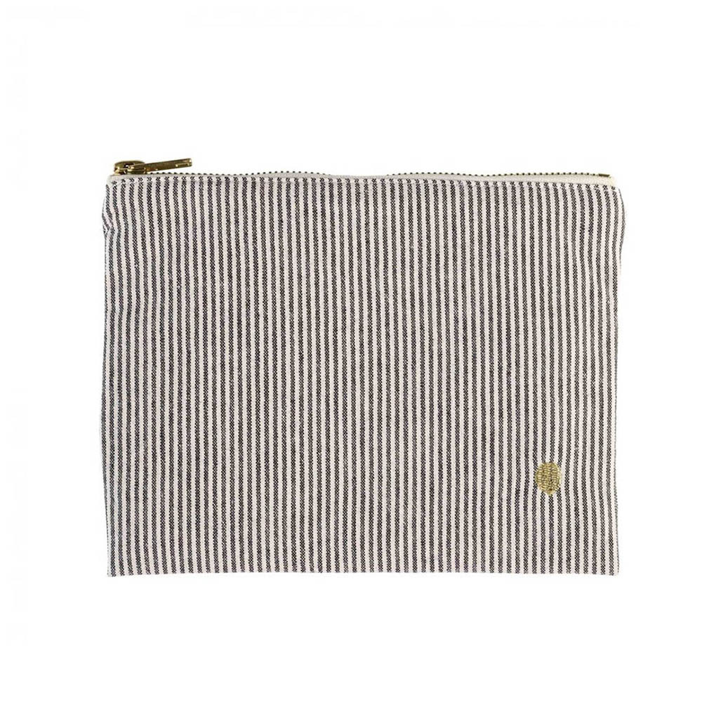 法國La cerise sur le gâteau 有機棉防水分類收納袋-灰條紋(中)