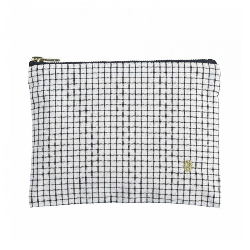 法國La cerise sur le gâteau 有機棉防水分類收納袋-小格紋(中)