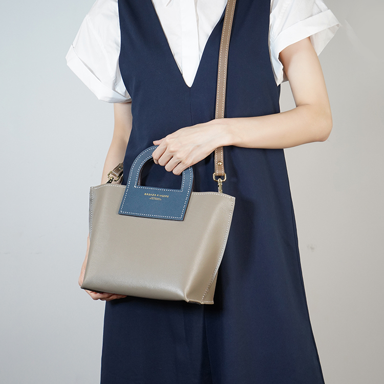 Harvest Bag 【 Sandstone Beige X Cobalt Blue 】Italian Goatskin Handbag