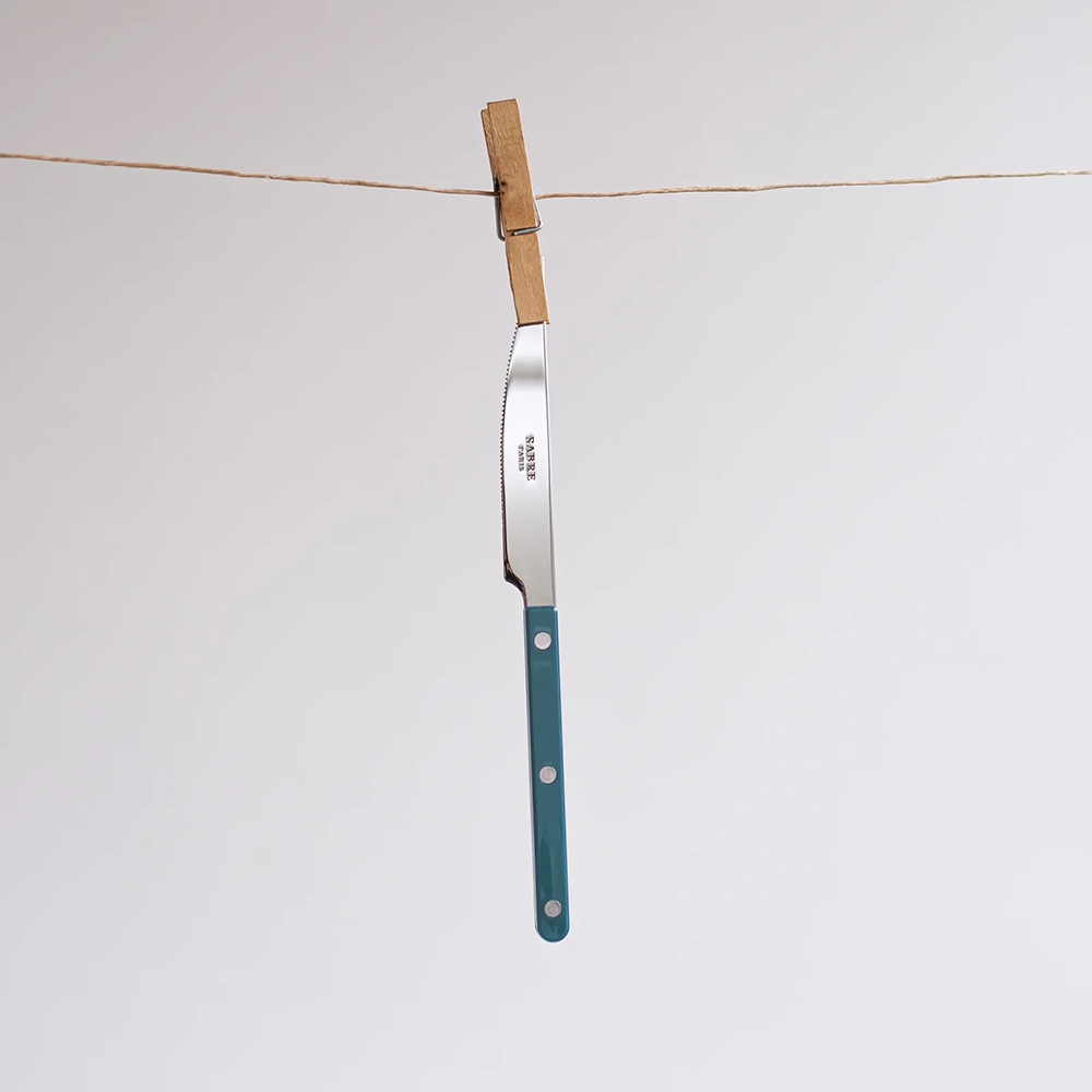 SABRE | Bistrot 復古酒館鈕扣系列 | 主餐刀 | 亮面 | 湖水綠