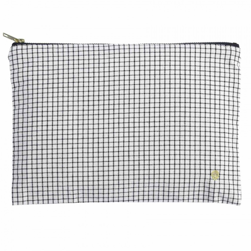 法國La cerise sur le gâteau 有機棉防水分類收納袋-小格紋(大)