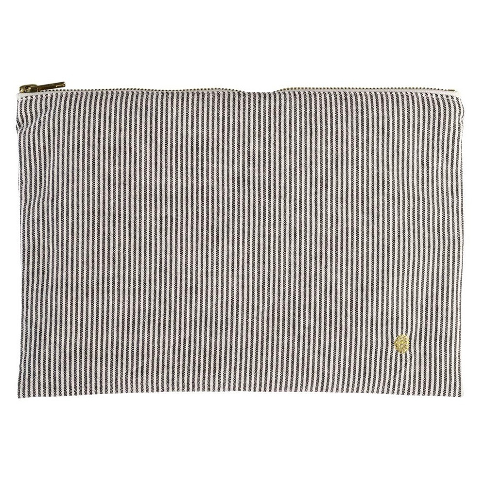 法國La cerise sur le gâteau 有機棉防水分類收納袋-灰條紋(大)