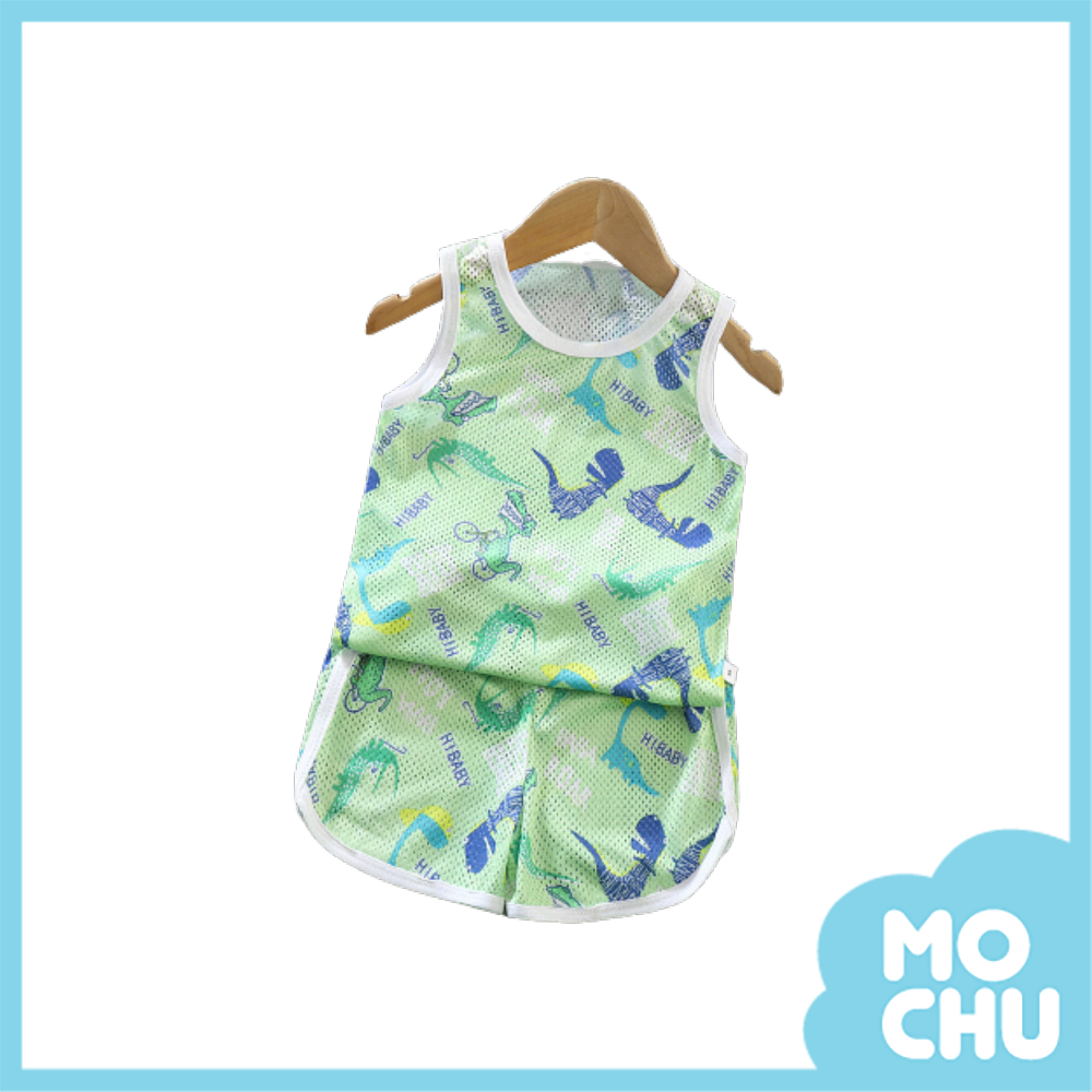 綠色小鱷魚鏤空背心套裝