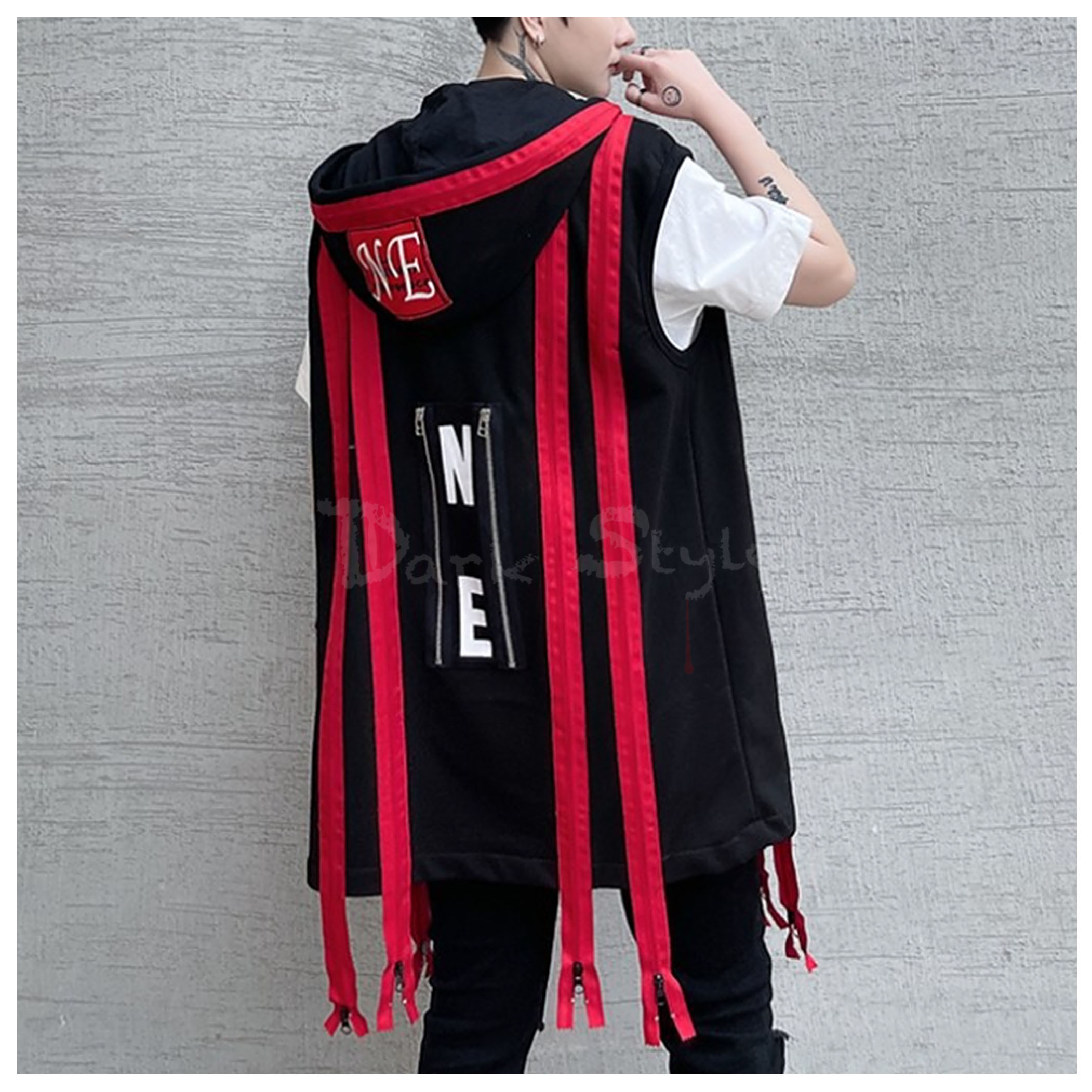 東IN-連帽無袖長版機能罩衫